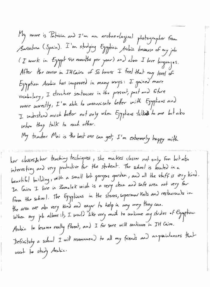 Patricia'S Handwritten Feedback
